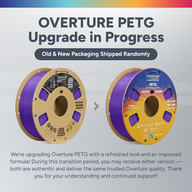 OVERTURE PETG 3D Printer Filament 1.75mm, Neatly Wound Durable PETG 1kg Spool (2.2lbs), Strong Toughness Filament, Dimensional Accuracy +/- 0.02mm, Fit Most FDM Printers (Purple) - Image 2